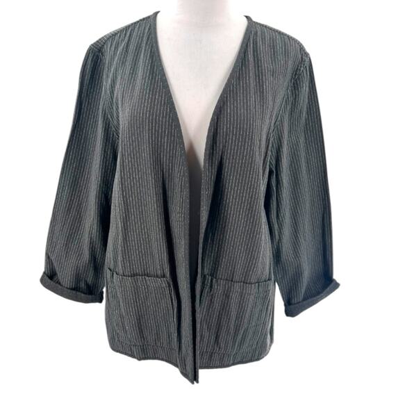 Eileen fisher Reversible Organic Cotton Doubleweave jacket stripe polka dot XL - Picture 5 of 8